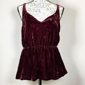 Burgundy red velvet race back top elastic waist fairycore witchy sz S whimsigoth